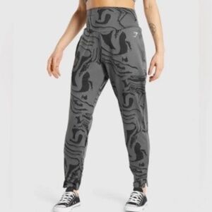 Gymshark GS Power Bottoms Black Gray Swirl High Waisted Pants Women's Medium M